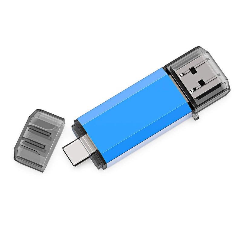 KALSAN 32GB USB Flash Drive, Type C Dual USB Disk(USB-A 3.0/Type C 3.0), High Speed Thumb Drive USB Pen Stick for Type C Smartphones, Tablets, PC, New MacBook-Blue - Image 1